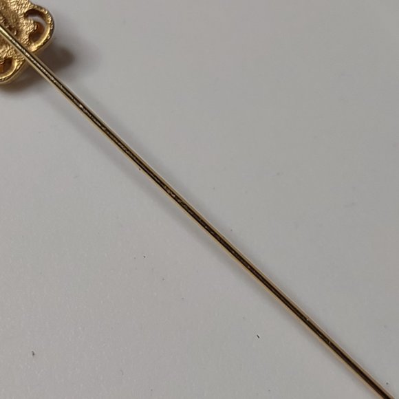Gold Tone And Brown Cute Vintage Stick Pin - Picture 8 of 10